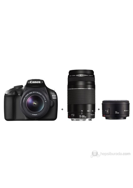Eos 1100D 18-55mm + 75-300mm + EF 50 mm f/1,8 II 12MP 2.7" LCD DSLR Dijital Fotoğraf Makinesi fiyatları