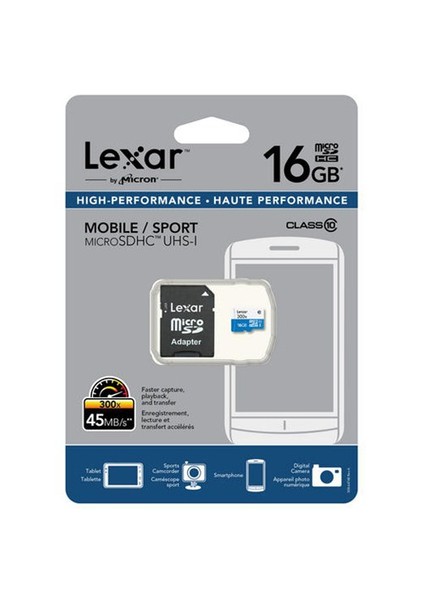 16GB microSDHC Class 10 45mb/s Hafıza Kartı (adaptörlü) LSDMI16GBBEU300A