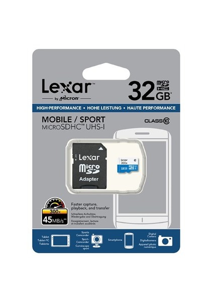 32GB 300X microSDHC High Speed + SD Adapter Class10 45MB/sn fiyatları