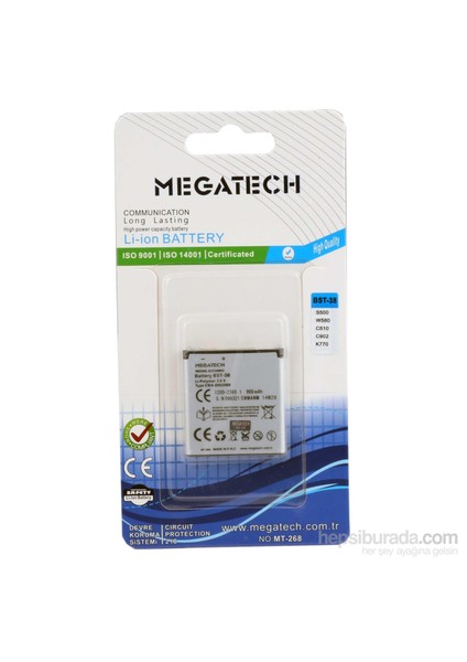 Mt-268 Sony Erıcsson Bst-38 Batarya