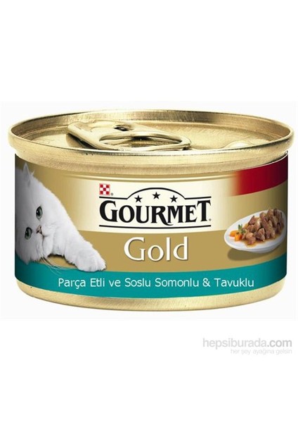 Purina Gourmet Gold Parça etli ve soslu somonlu & tavuklu Konserve Yaş Kedi Maması 85 Gr (1 adet)