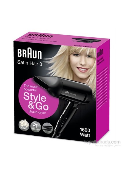 Satin Hair 3 / HD350 Style&Go 1600W Saç Kurutma Makinesi -Katlanabilir