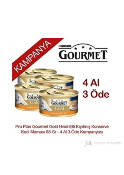 Gourmet Gold Hindi Etli Kıyılmış Konserve Kedi Maması 85 Gr