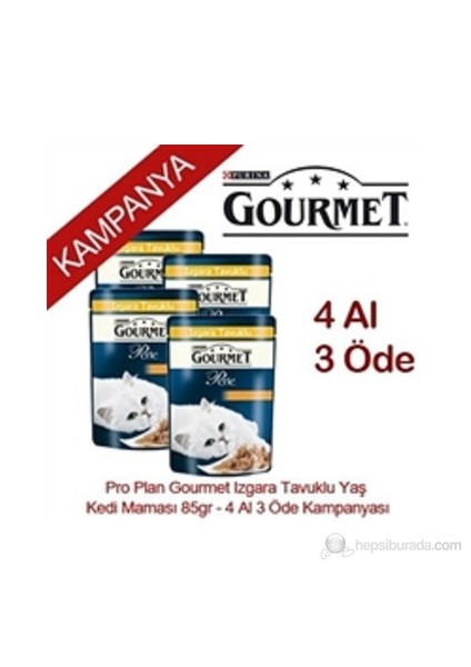 Gourmet Perle Izgara Tavuklu Yaş Kedi Maması 85gr - 4 Al 3 Öde