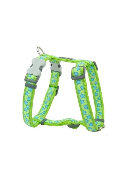 Reddingo Lime Üzeri Turkuaz Yıldızlı Köpek Göğüs Tasması 12 Mm