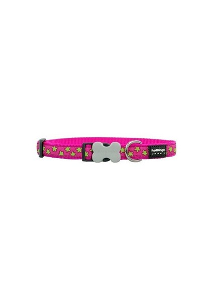 Reddingo Pembe Üzerine Lime Yıldzlı Köpek Boyun Tasması 12 Mm