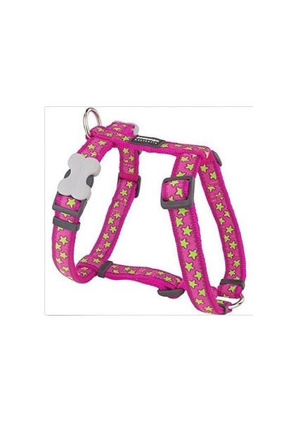 Reddingo Pembe Üzeri Lime Yıldızlı Köpek Göğüs Tasması 12 Mm