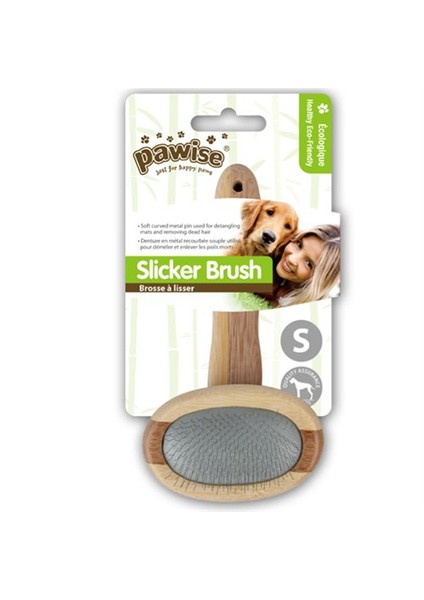 Ahşap Tutma Saplı Oval Kedi Ve Köpek Tarama Fırçası Small