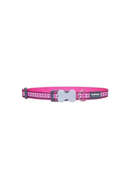 Reddingo Fosforlu Kemik Desenli Pembe Köpek Boyun Tasması 12 Mm