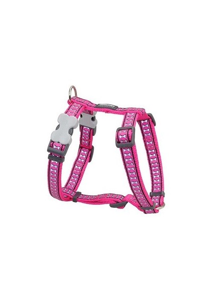 Reddingo Fosforlu Kemik Desenli Pembe Köpek Göğüs Tasması 25 Mm