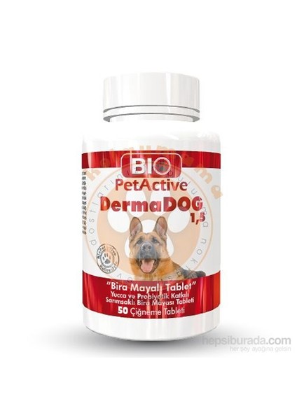 Pet Active Dermadog 1,5 Biotin, Çinko Sarımsaklı Mayası Tableti 75 Gr