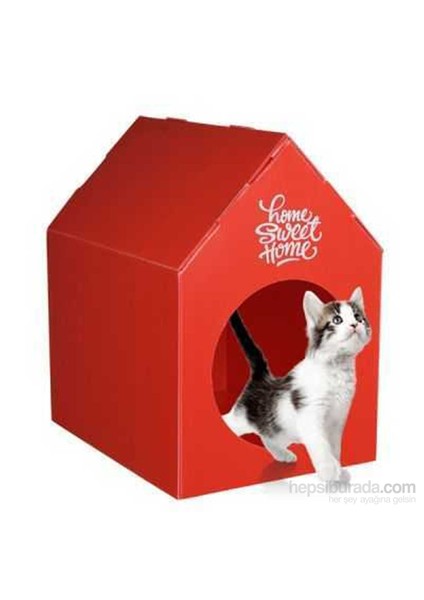 Home Sweet Home Su Geçirmez Kedi Evi - Kırmızı