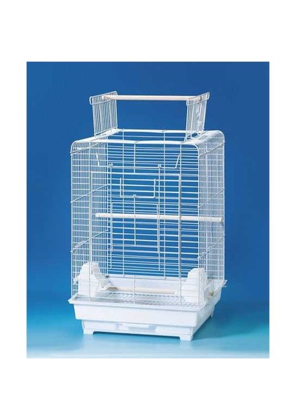 Qhpet Eurogold Papağan Kafesi Açılır Çatılı Beyaz 40,5x40,5x59,5cm