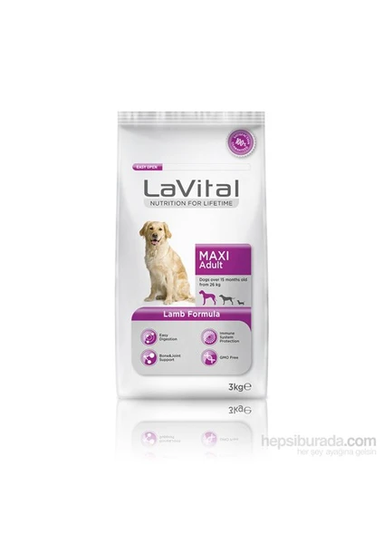 La Vital Dog Maxi Adult Lamb Büyük Irk Kuzu Etli Yetişkin Köpek Maması 3 Kg