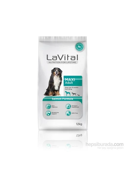 La Vital Dog Maxi Adult Salmon Büyük Irk Somonlu Yetişkin Köpek Maması 12 Kg