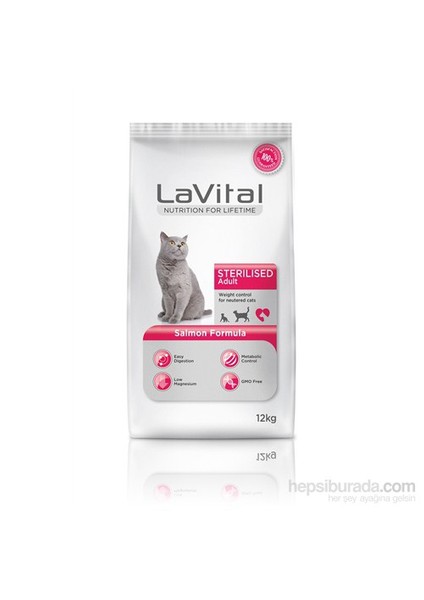 La Vital Sterilesed Somonlu Kısırlaştırılmış Yetişkin Kedi Maması 12 KG