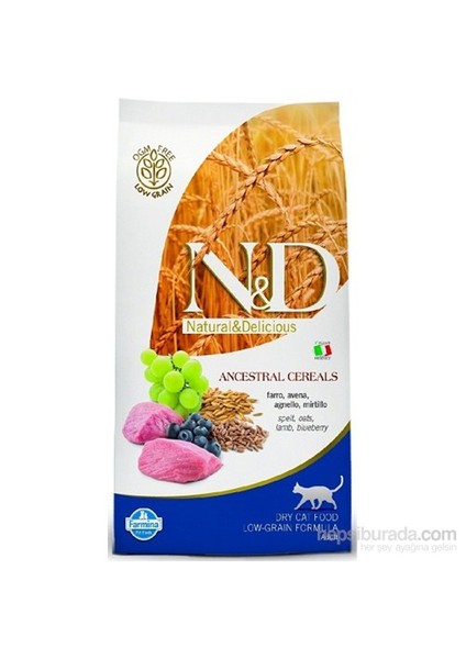 N&D Düşük Tahıllı Kuzu Eti & Yaban Mersini Yetişkin Kedi Maması 1,5 Kg fiyatları