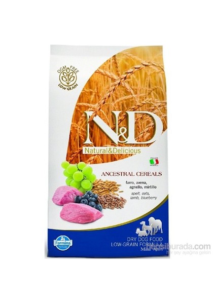 N&D Düşük Tahıllı Kuzu Etli& Yabanmersinli Yetişkin Küçük Irk Köpek Maması 2,5 Kg
