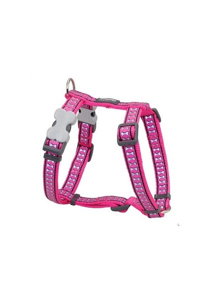 Reddingo Fosforlu Kemik Desenli Pembe Köpek Göğüs Tasması 15 Mm