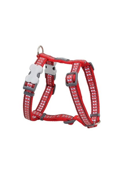 Reddingo Fosforlu Kemik Desenli Kırmızı Köpek Göğüs Tasması 20 Mm