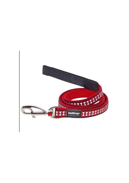 Reddingo Fosforlu Kemik Desenli Kırmızı Uzatma Köpek Tasması 15 Mm