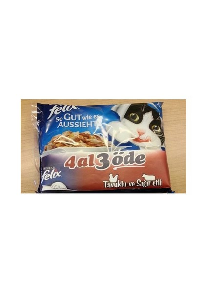 Tavuklu Ve Sığır Etli Kedi Maması Karma Paket 85 gr 4 Al 3Öde