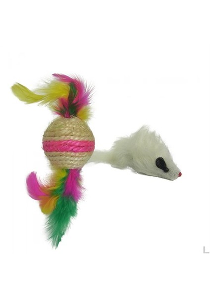 Fare Hasır Tüylü Top Kedi Oyuncağı