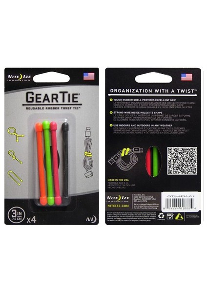 GearTie (7,6cm)Renkli 4'lü Paket Kablo Düzenleyici - GT3-4PK-A1 fiyatları