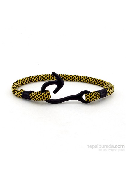Siyah Metal Kanca Sarı Paracord Bileklik Bt160