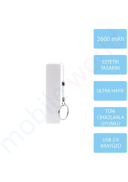 Mobile Word 2600 mAh Taşınabilir Şarj Cihazı Beyaz - 2117