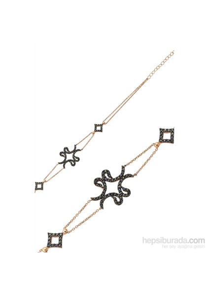 Bayan Lili Gümüş Dört Vav Bileklik