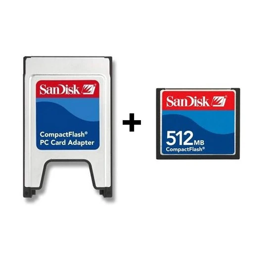 Sandisk PCMCIA-CF Compact Flash Adaptör + 512MB Compact Flash Kart