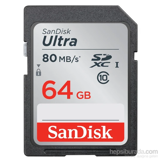 Sandisk Ultra SDXC 64GB 80MB/s Class 10 UHS-I Hafıza Kartı SDSDUNC-064G-GN6IN