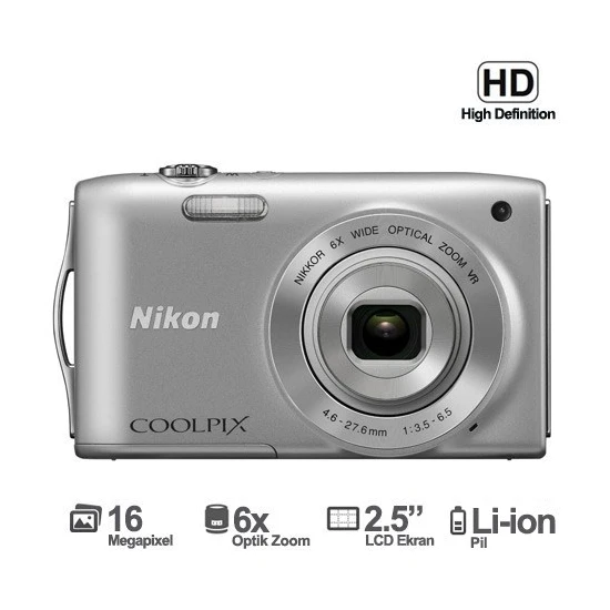 Nikon Coolpix S3300 16MP 2.5 LCD Dijital Fotoğraf Makinesi ( HD Çekim )