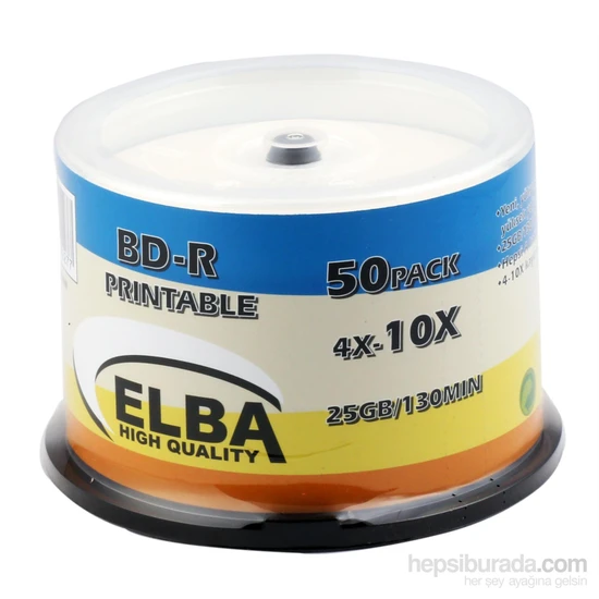 Elba Blu-Ray Bd-R 10X 25Gb 50Li Cake Box Prıntable