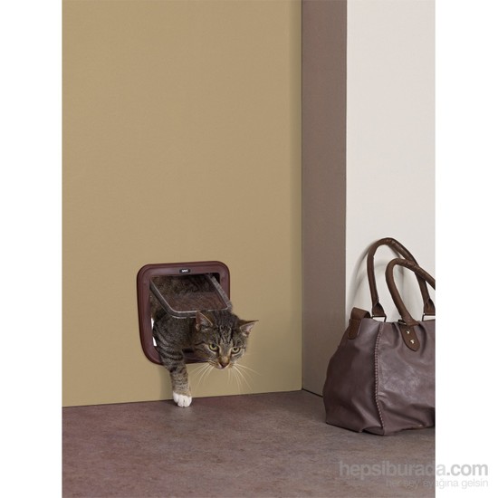 Savic Access 4 Way Basic Kedi Kapısı Kahverengi (Cam Ölçüsü 15x15,5 cm)