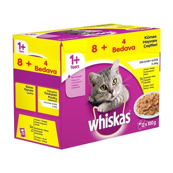 Whiskas Pouch Multipack Güveç Çeşitleri Yaş kedi Maması 8 AL Fiyatı