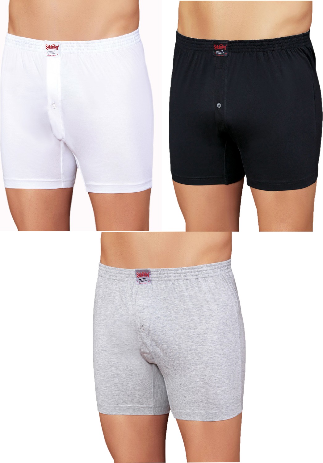 Şahinler Pamuklu Erkek Boxer 6'lı Paket Siyah Renkli Desensiz Konforlu Paça Tipi E010