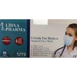 Lidya Pharma Cerrahi Maske Tek Tek Steril Telli 3 Katlı 50 Adet Mavi