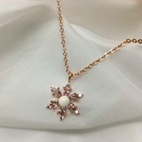 Espazar Özel Tasarım Pembe Lotus Lületaşı Kolye