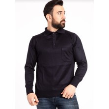 Mavimoure Erkek Düğmeli Ince Polo Yaka Yün Kazak