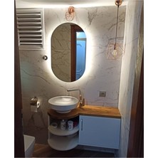 Toprak Dekor 70 x 40 cm Oval Banyo Aynası Ledli Ayna