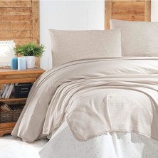 Schafer 4 Parça Flower Bej Çift Kişilik Pike Takımı