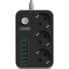 Ldnio SE3631 Grup Priz 3'lü 5V 3.4A 6portlu USB Çıkışlı 1.6 M SE3631