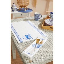 Ays Home Çini Blue Blanc Beyaz Mavi 4'lü Amerikan Sevis Set