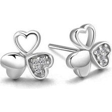 Kumi 925 Ayar Gümüş Zirkon 3 Taşlı 3 Kalpli Model Kadın Küpe