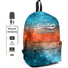 Coral High Adalinhome Coral High Iki Bölmeli USB Şarjlı Kulaklık Çıkışlı Sırt Çantası