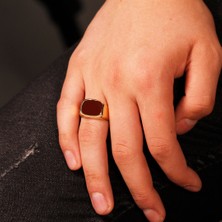 Adil Idil Kuyumculuk Bordo Renk Erkek Yüzük