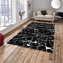Meka Home Halı Örtüsü Siyah Mermer
