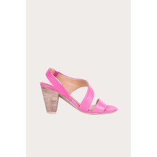 Bueno Shoes Fuşya Deri Kadın Topuklu Sandalet